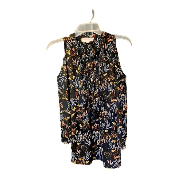 Philosophy Sz Medium Sleeveless Loose & Flowing Black Yellow & Orange Print Top - Picture 2 of 7